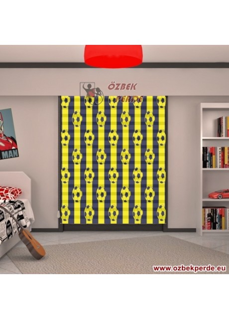 Sarı Lacivert Futbol Topu Zebra Perdesi